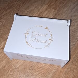 White and Gold Guest Book Box